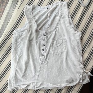 Free People Light Gray Buttoned Tank Top